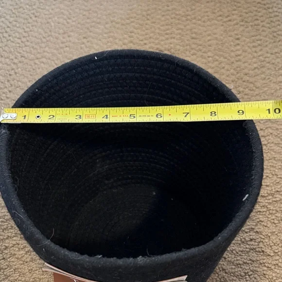 Black 'Things' Rope Storage Basket with Leather Label - Picture 4 of 5